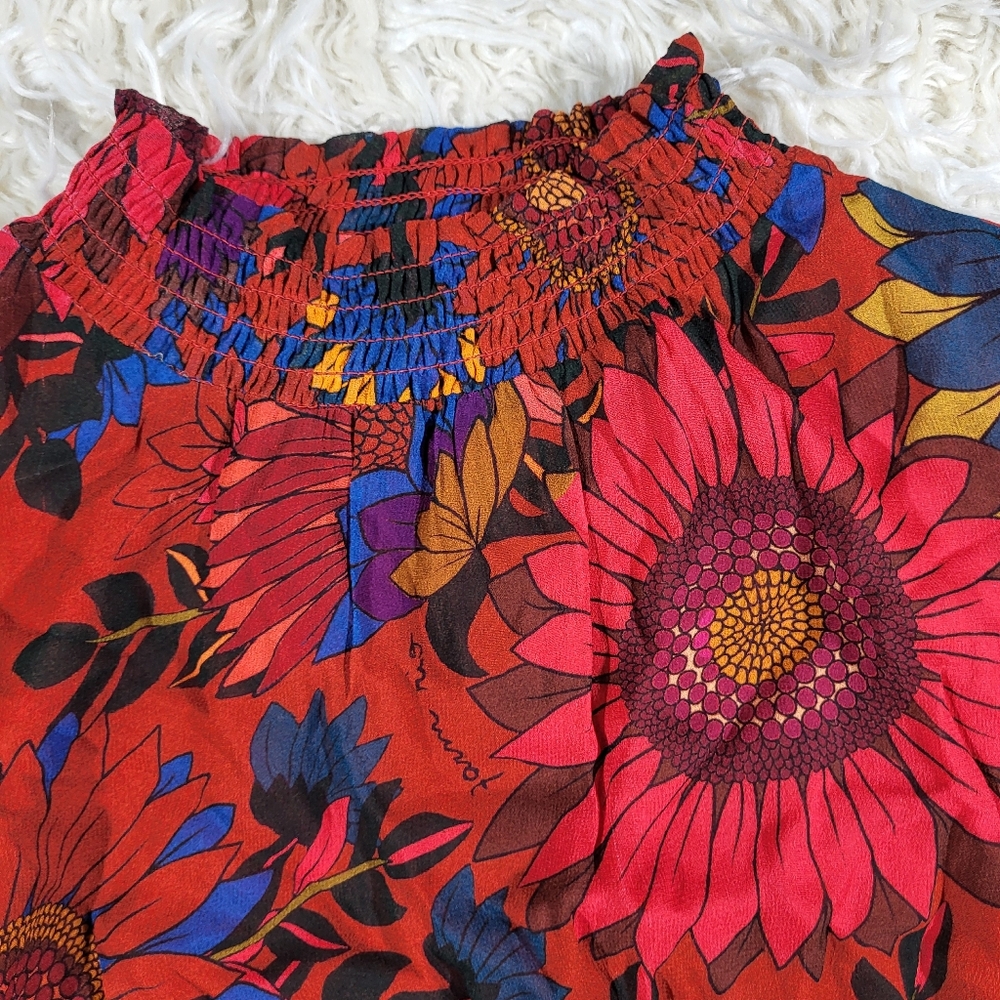 Farm x Anthropologie Smocked Mini Dress Size Small - Picture 8 of 16